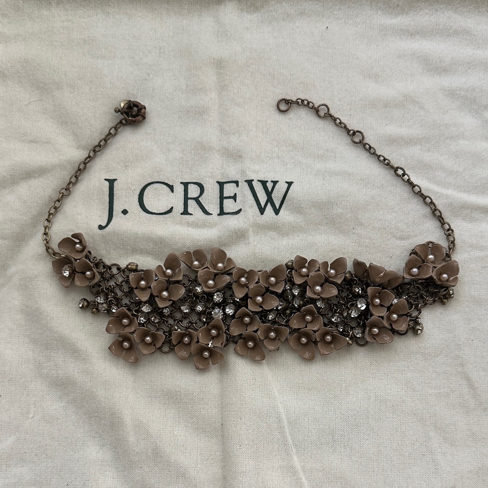 J. Crew Brown Floral Necklace